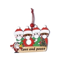 2021 wooden Christmas tree ornament featuring masked family with Love and Peace text - 4 Heads