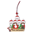 2021 family Christmas tree ornament with five masked people and Love and Peace text - 5 Heads