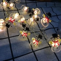 Catena di luci LED natalizie con ciondoli a forma di pupazzo di neve per decoro festivo - 1m 10-LED (Modello 2AA) / Pupazzo di Neve con Cappello Nero