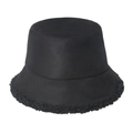 Detail of black suede bucket hat featuring warm fleece lining and textured brim for winter - 58cm / Black