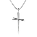 Polished silver stainless steel baseball bat cross necklace with box chain for men - Nail Cross