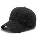 Gorra de béisbol de lana gris oscuro para hombre con decoración lateral metálica - Gris