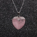 Collana con ciondolo a cuore in quarzo rosa e catena in argento elegante da donna - Quarzo rosa