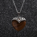 Collana con ciondolo a cuore in pietra occhio di tigre e catena in acciaio inossidabile - Occhio di tigre