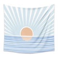 Arazzo da parete boho minimalista con sole e onde marine nei toni blu e arancione - 73X95CM/Tessuto Spazzolato / Motivo GT202099