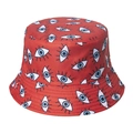 Cappello da pescatore rosso con ricamo a occhi per protezione solare estiva e tempo libero - 58cm / Rosso