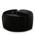 Winter thermal ushanka hat in black faux fur for outdoor windproof protection - One Size / Black