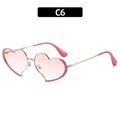 Lunettes de soleil en forme de cœur rose avec monture dorée et verres dégradés C6 - Monture Argentée Verres Roses Dégradés (C6)