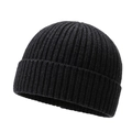 Gorro clásico de punto acanalado negro con borde doblado para estilo de invierno - gris oscuro