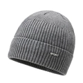 Winter beanie hat in medium grey knit with Sport label and warm ribbed texture - One Size / Light Gray