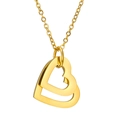 Golden double heart hollow pendant necklace with O-chain in polished stainless steel - Gold 2 Hearts