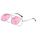 Lunettes de soleil rétro punk à clapet avec monture argentée et verres roses clairs - Monture Argent Verres Roses