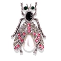 Spider brooch with colorful rhinestones and pear-shaped pearl in silver finish - Pink