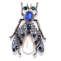 Vintage insect brooch with blue crystals and a large white pearl in silver finish - Blue