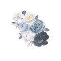 Detalle de vinilos decorativos de flores en acuarela con rosas azules y blancas sobre fondo - Diseño de 30*90CM