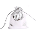 Silver drawstring gift pouch with reflective metallic texture for jewelry packaging - 5x7cm / Silver