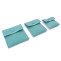 Three light blue velvet jewelry pouches with snap buttons in small medium and large sizes - Long Plush / Small (7x7cm) / Cyan