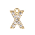 Detailed view of a gold-plated letter X pendant with micro-pave cubic zirconia stones - Alphabet Letter X (DZ00035 Gold)