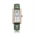 Elegante orologio da donna quadrato al quarzo con cassa in oro rosa e cinturino verde - Cassa Oro Cinturino Verde