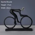 Modern zwart wielrenner beeldje met zilveren hoofd voor een Scandinavisch huis - Zwart Fietser Sculptuur Ornament(A39-18840)