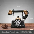 Modello di telefono retrò vintage in nero opaco e oro, ornamento da tavolo da 18x16 cm - Modello di Telefono Vintage - Nero / 18cmx16cm