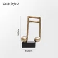 Gouden muzieknoot sculptuur op zwarte voet voor huis en kantoor decoratie - Achtste Noot Set Stijl-A (A393-0001) / Goud