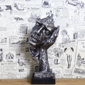 Statua di pensatore astratto argento su base nera con una trama artistica in pietra - Argento-Non ascoltare