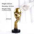 Modern gold Silence is Golden sculpture with black base, height 28.5cm, Nordic decor - Gold Small