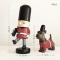 Nutcracker British soldier and Schnauzer dog decorative figurines set with dimensions - Soldier and Dog-Red