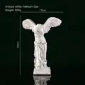 Medium size Winged Victory of Samothrace statue in antique white resin finish - Distressed White - Medium