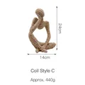 Abstract thinker sculpture in white resin with unique horizontal coil texture for home decor - Coil Style Thinker Figurine Style C (A17-HP51400)