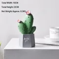 Decorazione cactus nordico in resina con fiori rosa in un vaso Smile You grigio - Senza Luce / Cactus Grande / Verde
