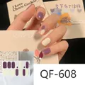 Detail view of purple and cream milk pattern nail stickers QF-608 with glossy finish - QF608
