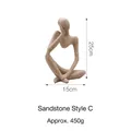 Abstract sandstone yoga figure sculpture Style C for modern home shelf decor, height 25cm - Sandstone Thinker Figurine Style C (A38-51409)