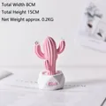 Statuetta cactus rosa con vaso bianco e rilievo, decorazione da tavolo altezza 15cm - Senza Luce / Cactus Colonnare Piccolo / Rosa