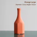 Jarrón artístico grande de cerámica naranja con acabado mate y base hexagonal de 19,5 cm - Rojo Naranja - TS010 (Grande)