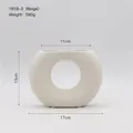 Minimalist circular beige ceramic vase model 1818-3 with smooth fine sand texture - Ring / Off-white