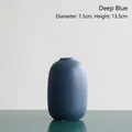 Minimalist dark blue ceramic geometric vase with a smooth matte finish for home decor - 7.5x13.5cm / Sapphire Blue