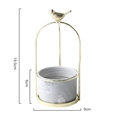 Nordic marble pattern ceramic pot with gold metal bird stand height 19.5cm - Small (Pot Height 6cm) / Grey Marble Pattern
