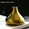 Nordic gold ceramic bud vase with a mirror finish, 10cm diameter decorative small vase - Mini Gold Short Vase