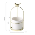 White ceramic jar with gold iron stand and bird handle, height 19.5cm dimensions - Medium (Pot Height 8cm) / Pure White