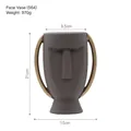 Vaso artistico in ceramica a forma di viso grigio opaco con manici dorati - Vaso a Faccia (564) / Grigio scuro
