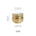 Vaso in ceramica dorata a forma di viso con design nordico Morandi minimalista - Barattolo Decorativo Creativo con Rilievo Facciale / Oro