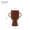Nordic facial ceramic vase in terracotta red with golden handles and modern abstract art design - Red-Brown Face Vase (565)