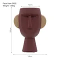Creative face shaped ceramic vase in reddish brown with dimensions and weight specs - Red-Brown Face Vase (563)