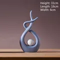 Moderne abstrakte blaue Keramikskulptur mit weißer Kugel, 31cm hoch und 16cm breit - Blau Weiß Hoch Stil 9808