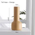 Modern orange ceramic vase with long neck and matte finish, 20cm height home decor - Orange Tall Style
