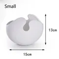 White ceramic knitting yarn bowl with guide slot in small size, 15cm width and 13cm height - Small
