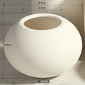 Cream ceramic vase with horizontal ridges and dimensions 14.5x10.5cm for home decor - Spherical Vase HP008 (10.5cm Height)