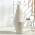 Minimalist cream ceramic spindle vase HP011 with spiral texture and 36.5cm height - HP011 (36.5CM)